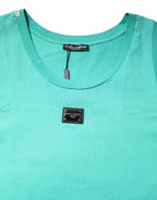 Grünes ärmelloses T-Shirt mit Logo und Rundhalsausschnitt