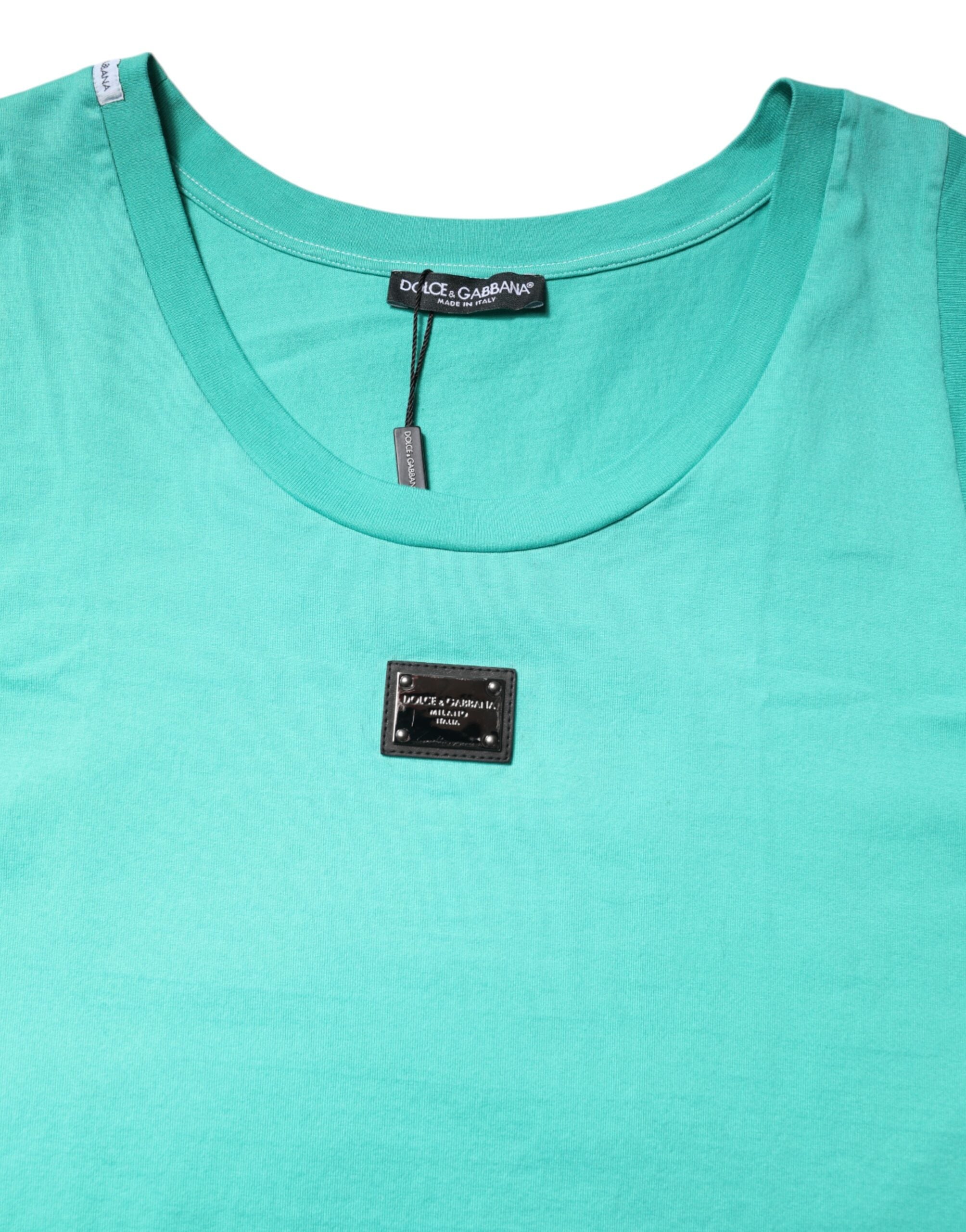 Grünes ärmelloses T-Shirt mit Logo und Rundhalsausschnitt