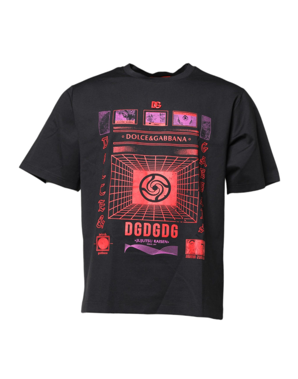 T-shirt girocollo in cotone nero con stampa grafica