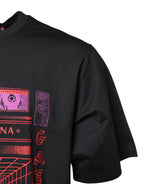 T-shirt girocollo in cotone nero con stampa grafica