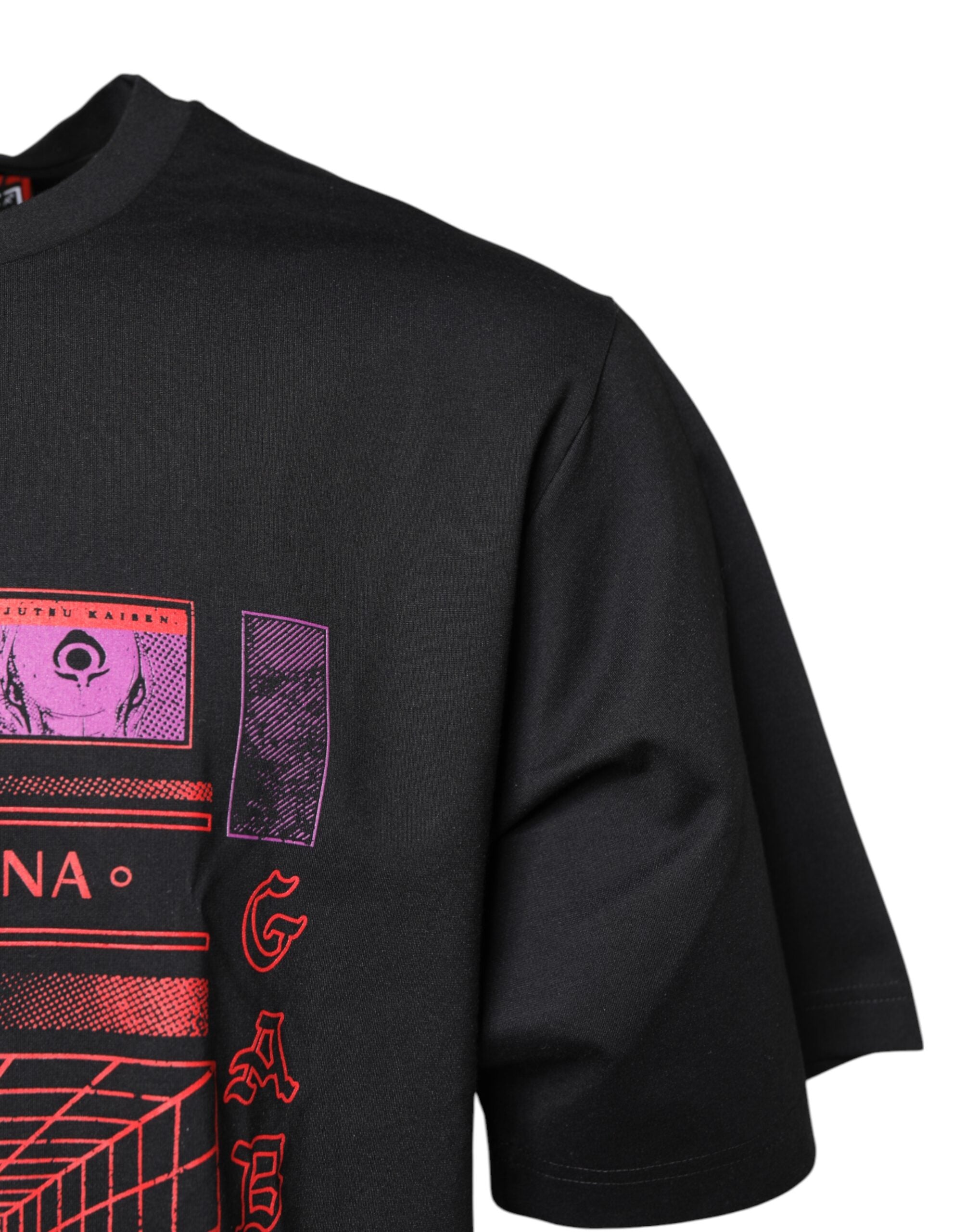 T-shirt girocollo in cotone nero con stampa grafica