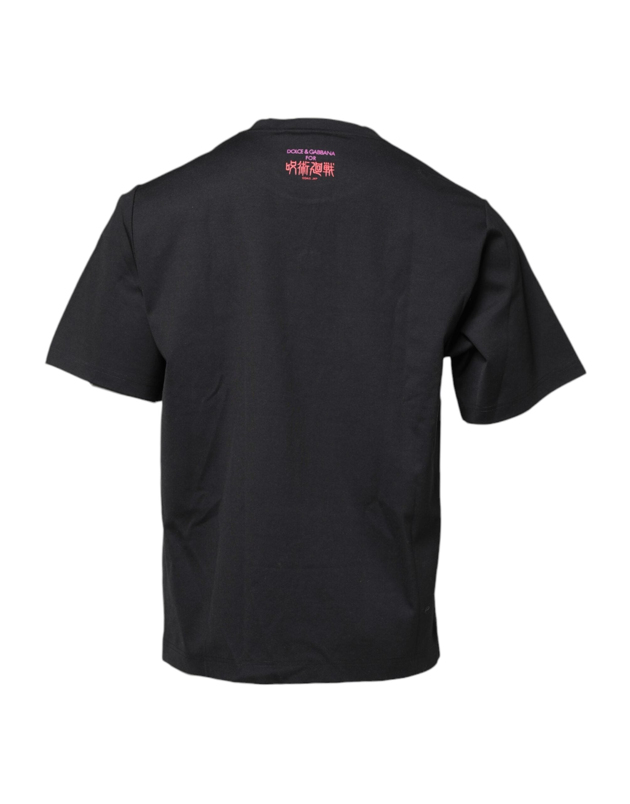 T-shirt girocollo in cotone nero con stampa grafica
