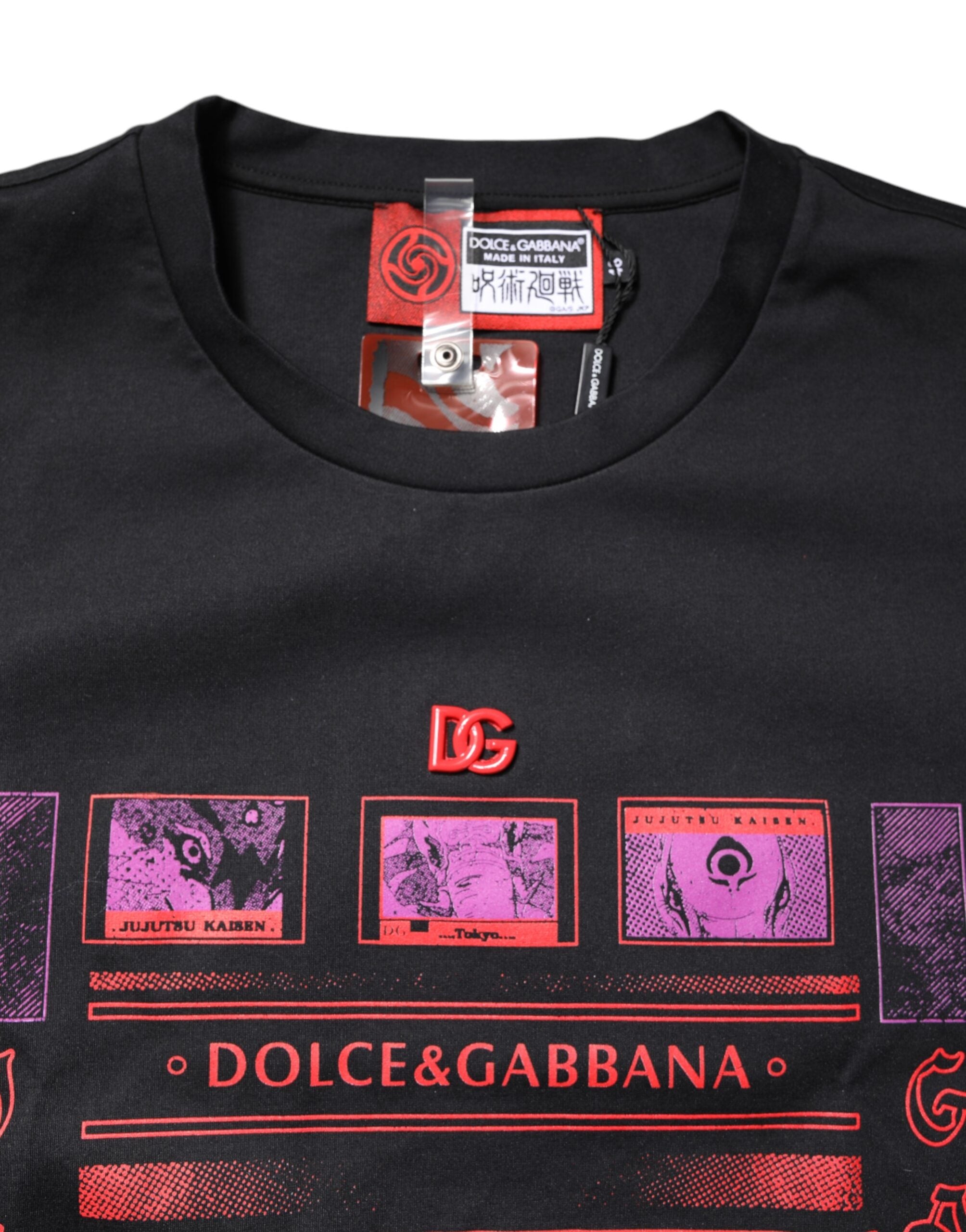 T-shirt girocollo in cotone nero con stampa grafica