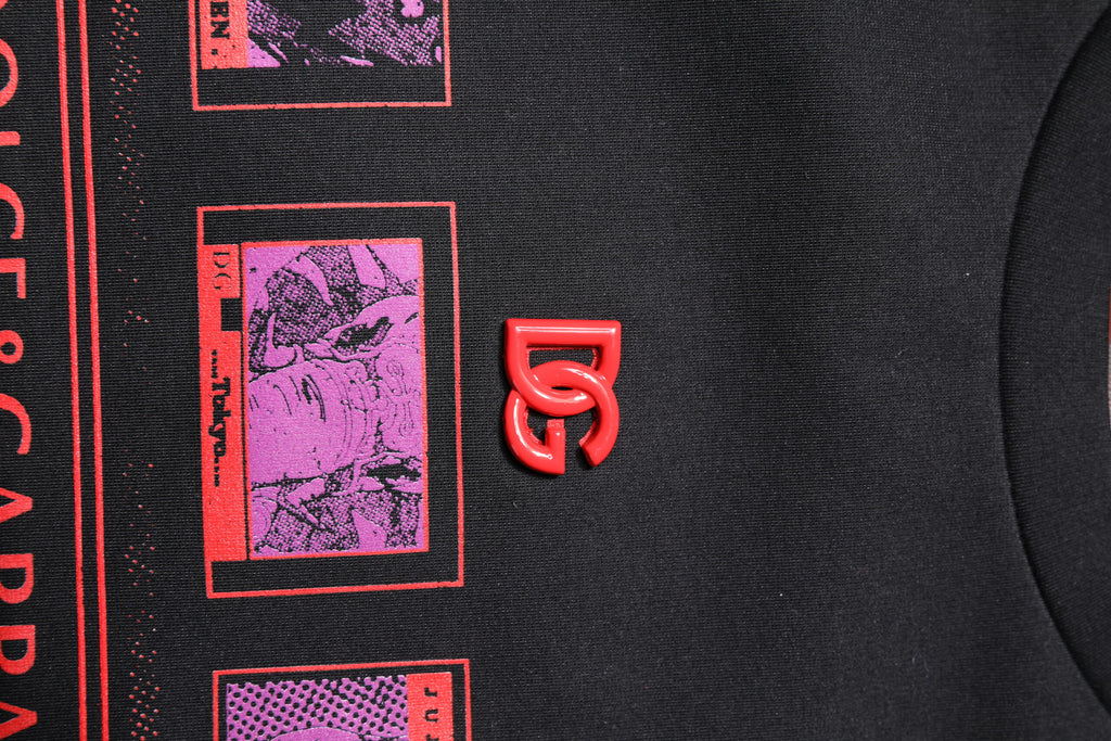 T-shirt girocollo in cotone nero con stampa grafica
