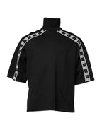 Black Cotton DG Print Turtleneck T-shirt