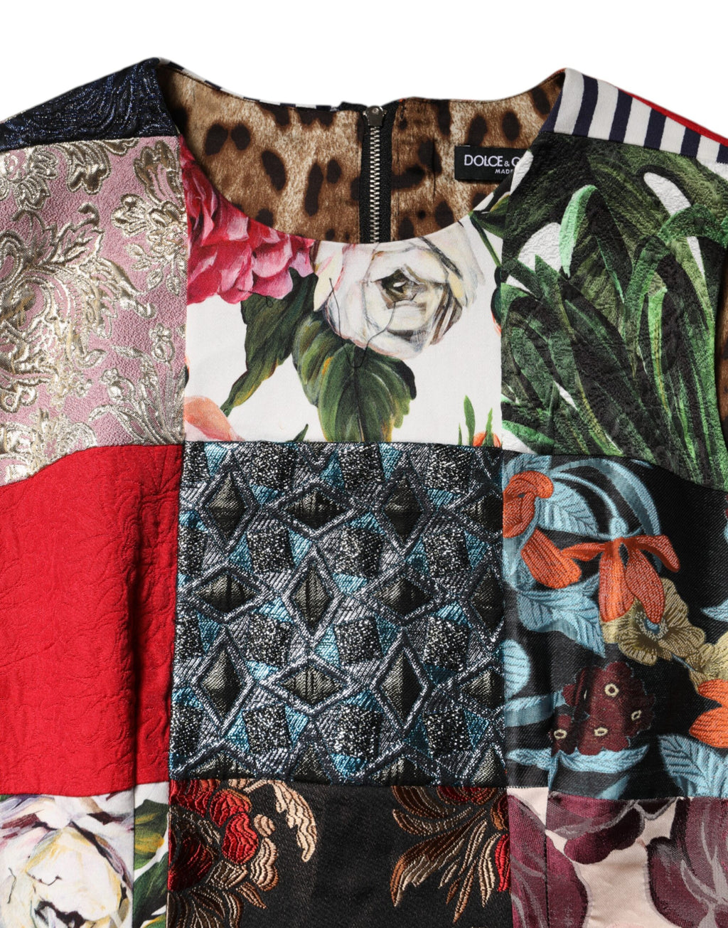 Mehrfarbiges ärmelloses Etuikleid im Patchwork-Stil
