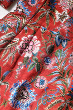 Rot geblümtes Jacquard A-Linien-Minikleid