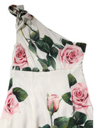 Weißes florales Midi-Kleid mit einer Schulter
