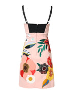 Pink Floral Print Spaghetti Strap Mini Dress