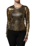 Maglia a maniche lunghe girocollo oro