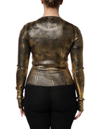 Maglia a maniche lunghe girocollo oro
