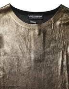 Gold Round Neck Long Sleeve Pullover Top
