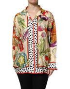 Multicolor Vegetables Silk Langarmtop