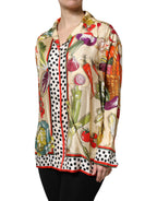 Multicolor Vegetables Silk Langarmtop