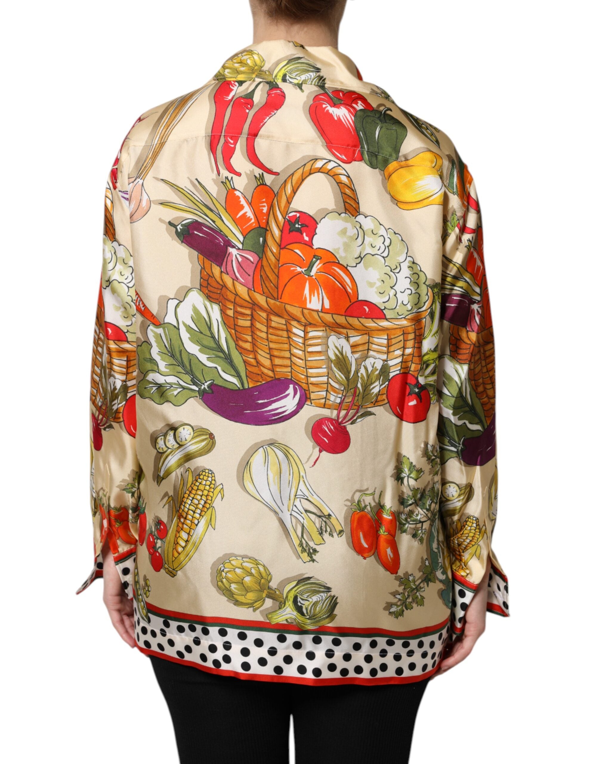 Multicolor Vegetables Silk Langarmtop
