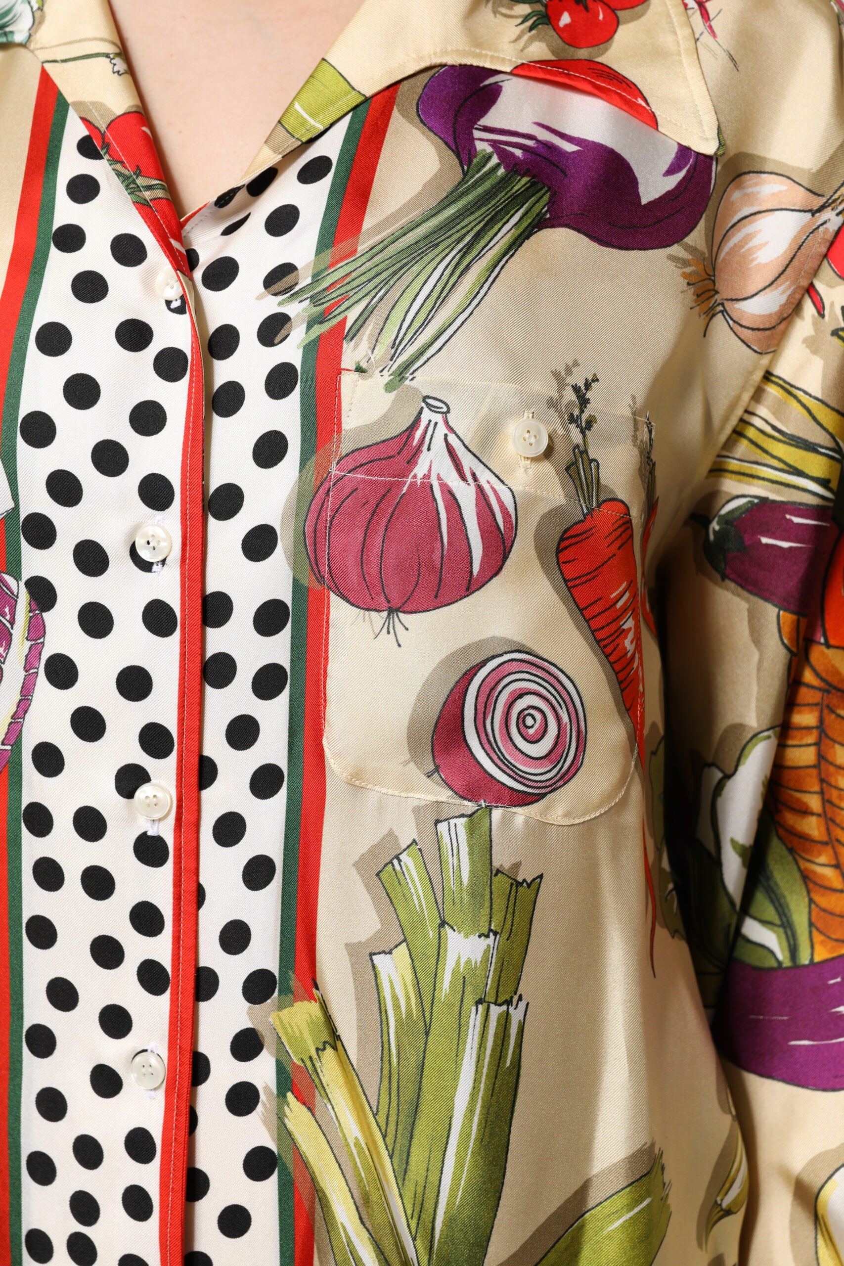 Multicolor Vegetables Silk Langarmtop