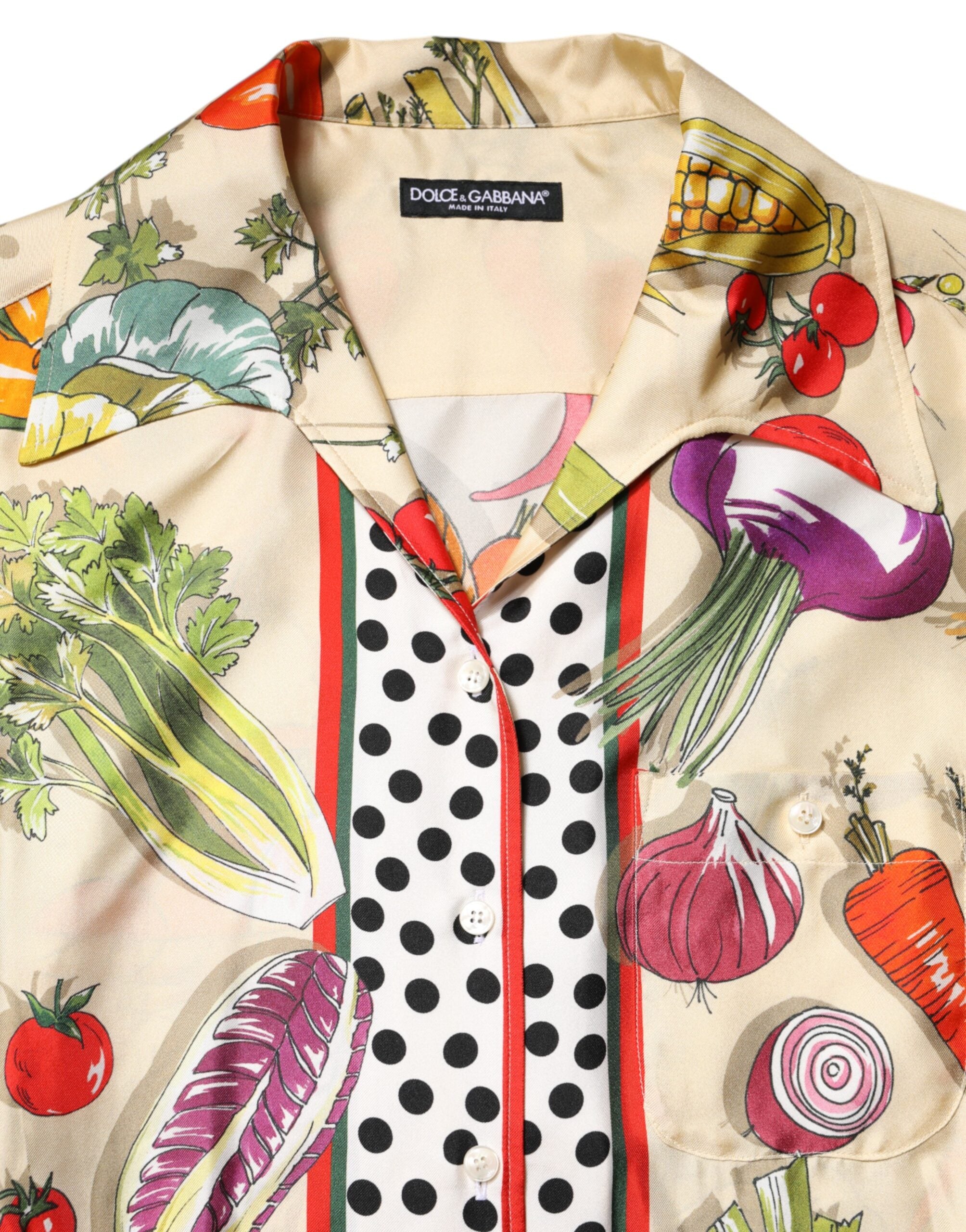 Multicolor Vegetables Silk Langarmtop