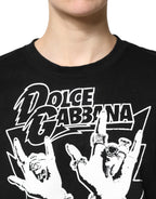 Black Cotton Printed Short Sleeves T-shirt