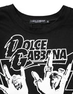 Black Cotton Printed Short Sleeves T-shirt