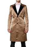 Brauner Seidentrenchcoat mit einer Knopfleiste