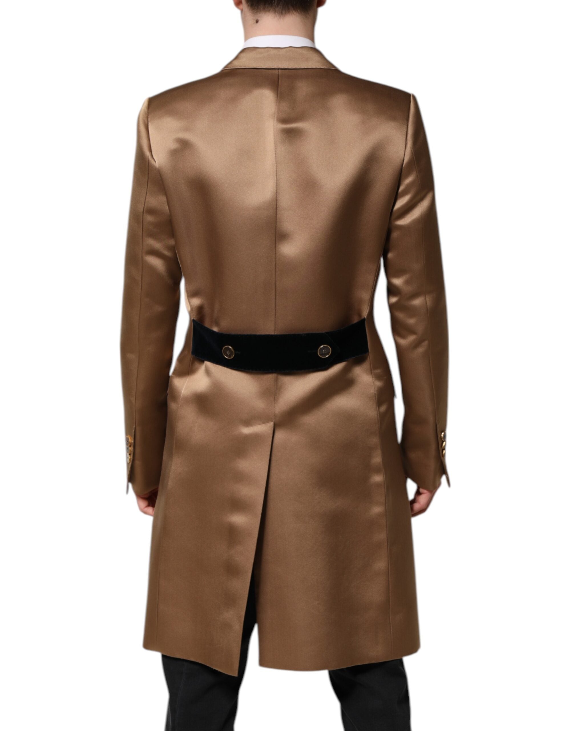 Brauner Seidentrenchcoat mit einer Knopfleiste