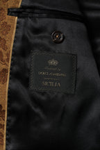 Brown Floral Jacquard SICILIA 2 Piece Suit