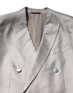 Light Gray Jacquard Silk Dotted 2 Piece Suit