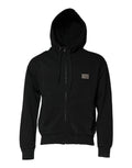 Schwarzer Kapuzenpullover mit durchgehendem Reißverschluss für Herren