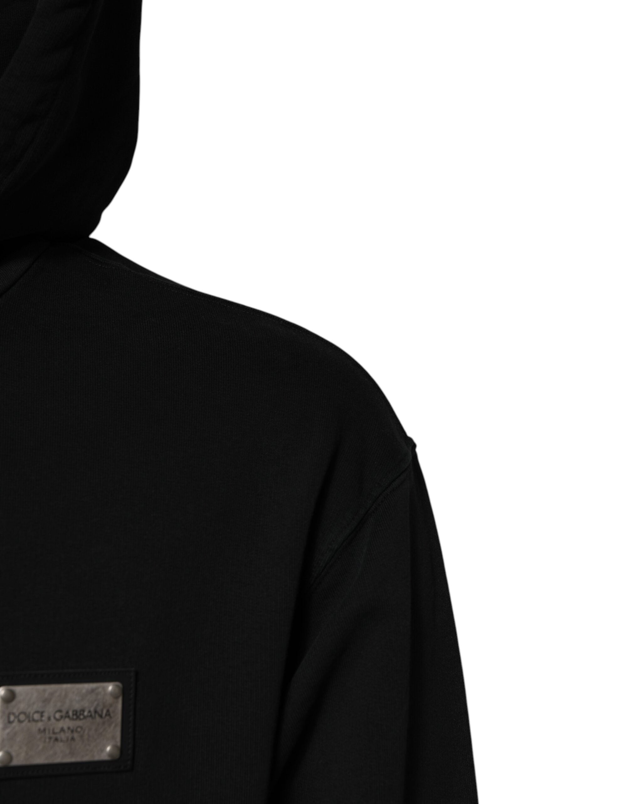 Schwarzer Kapuzenpullover mit durchgehendem Reißverschluss für Herren