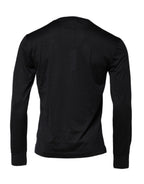 Dunkelblauer Herrenpullover aus Seide mit Rundhalsausschnitt