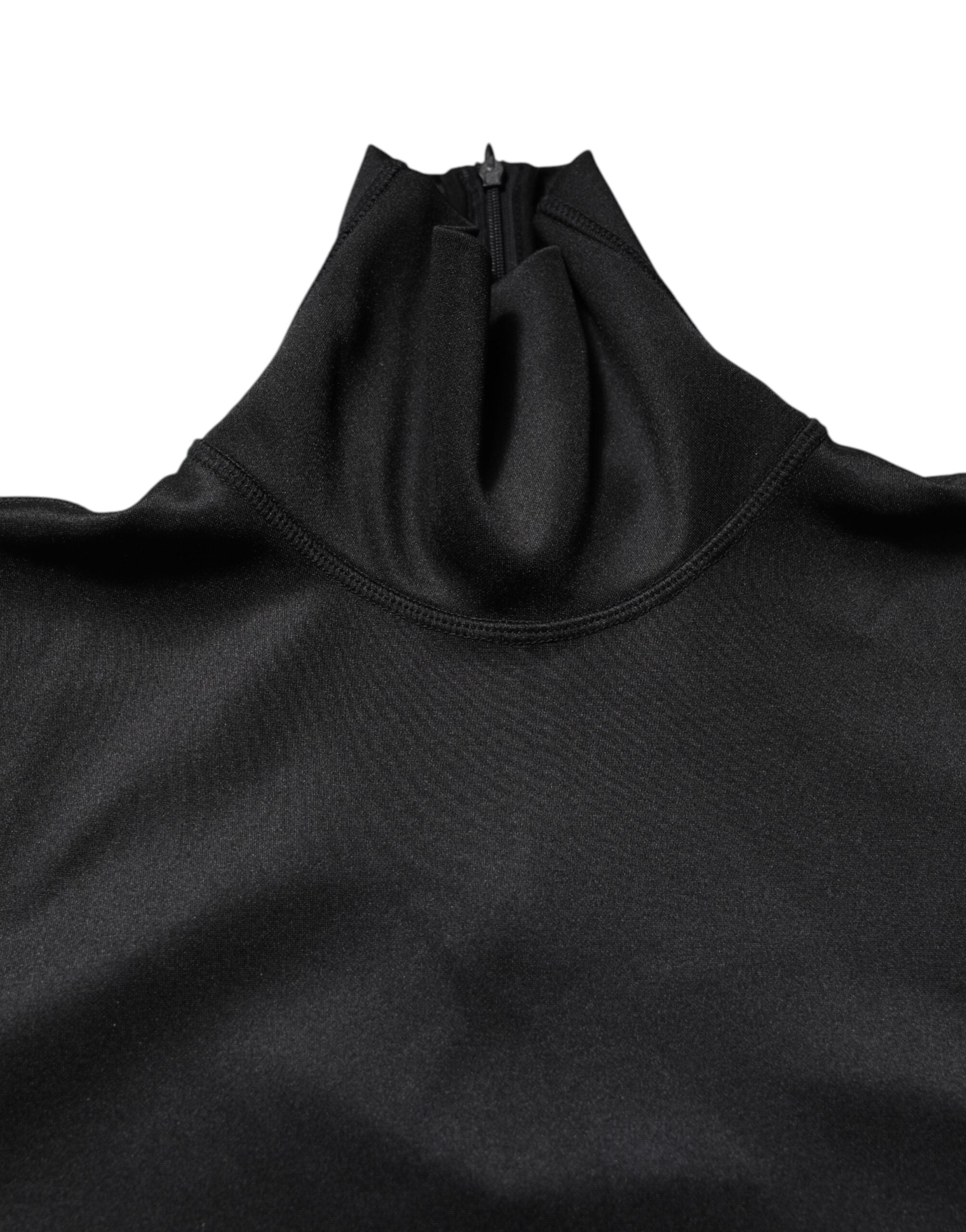 Maglione a collo alto nero in poliestere