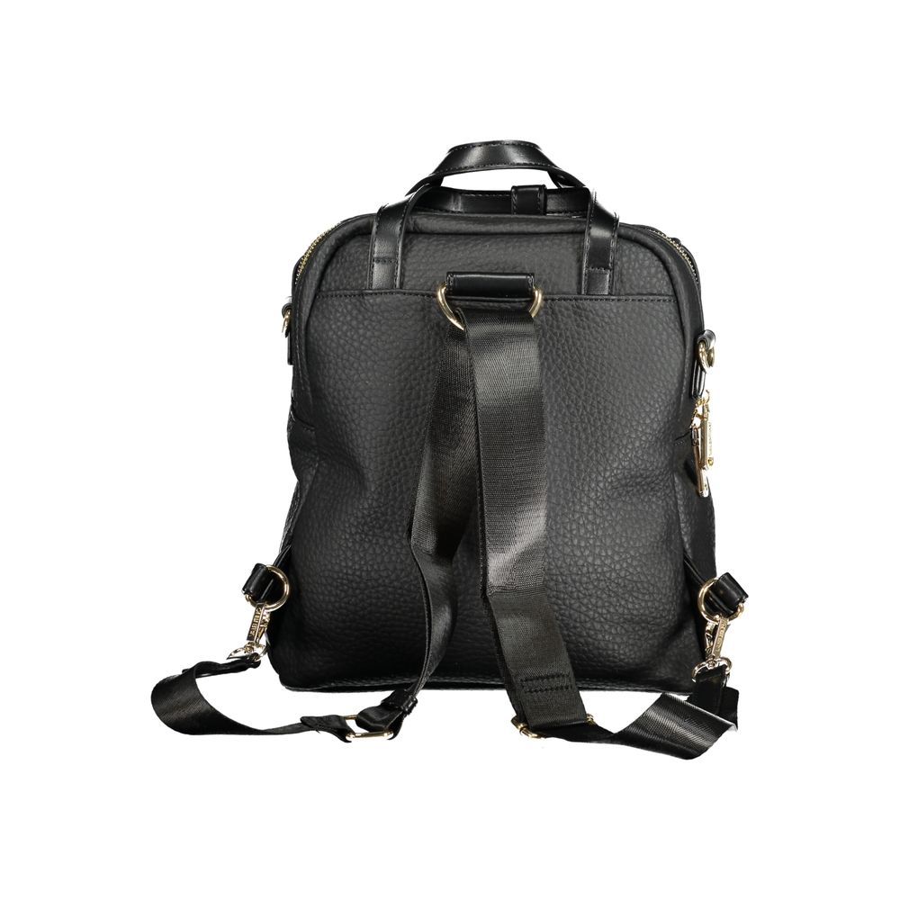 Schwarzer Damenrucksack aus Polyurethan