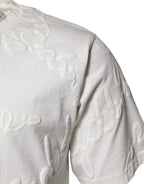 White Cotton Logo Embossed Crew Neck T-shirt