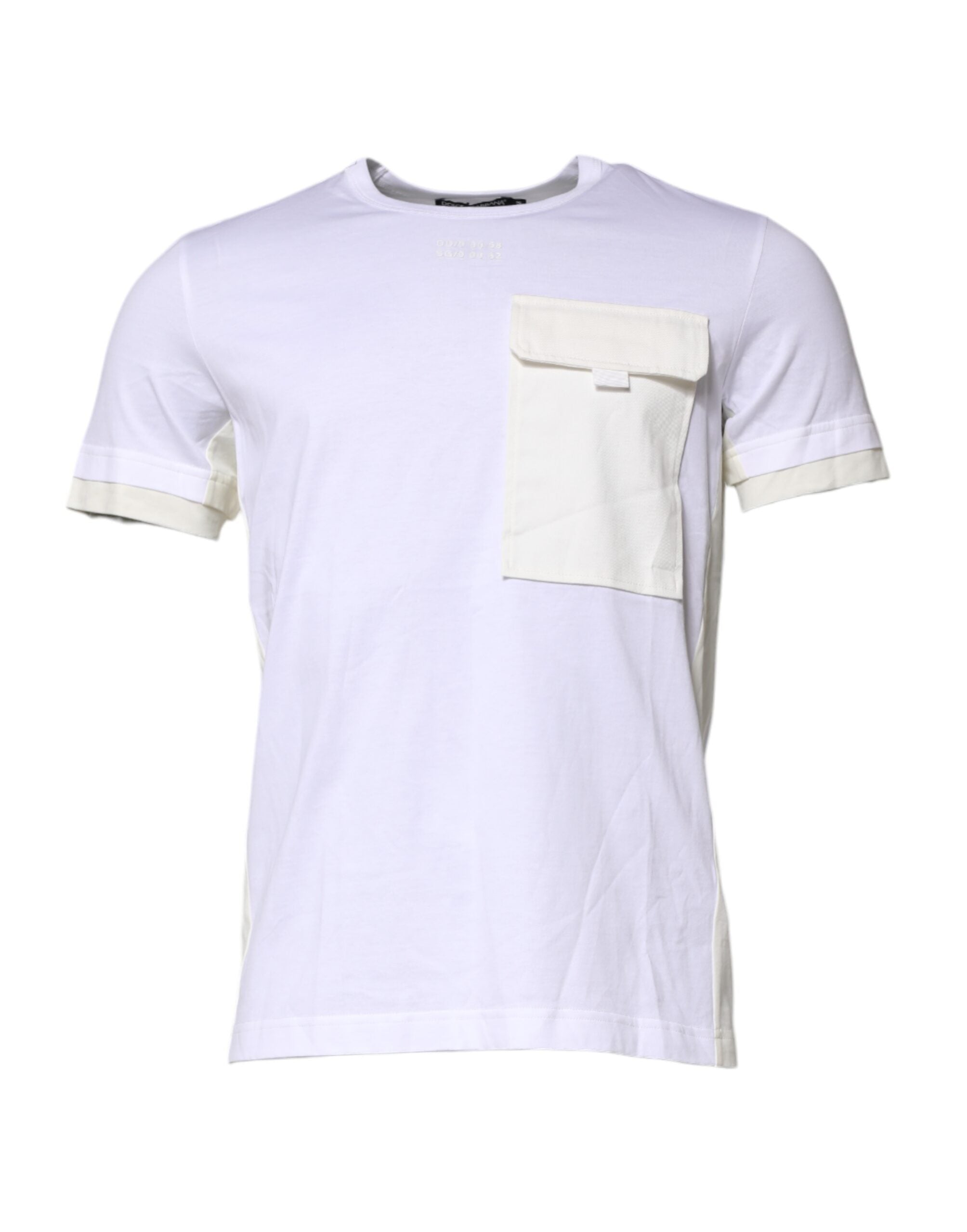 Weißes Baumwoll T-Shirt mit Brusttasche und kurzen Ärmeln
