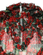 Mehrfarbiges Rüschen-Blumen-Langarmkleid