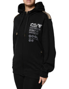Schwarze Kapuzen-Sweatshirtjacke mit durchgehendem Reißverschluss und Logo