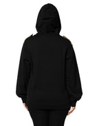 Schwarze Kapuzen-Sweatshirtjacke mit durchgehendem Reißverschluss und Logo