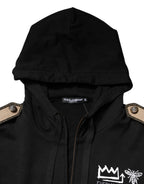 Schwarze Kapuzen-Sweatshirtjacke mit durchgehendem Reißverschluss und Logo