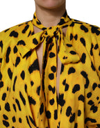 Gelbes Leoparden-Jumpsuit-Kleid mit langen Ärmeln