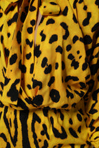 Gelbes Leoparden-Jumpsuit-Kleid mit langen Ärmeln