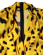 Gelbes Leoparden-Jumpsuit-Kleid mit langen Ärmeln