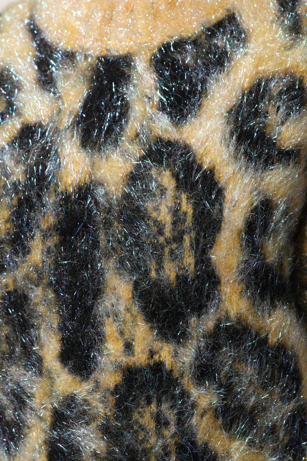 Mehrfarbiger Leopard Mohair Rundhalspullover