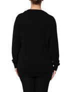 Pullover aus schwarzem Kaschmir mit Kristallverzierung