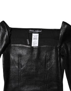 Black Viscose Long Sleeves Fitted Blouse Top