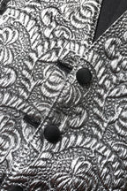 Silbernes ärmelloses Jacquard-Westenoberteil mit Blumenmuster