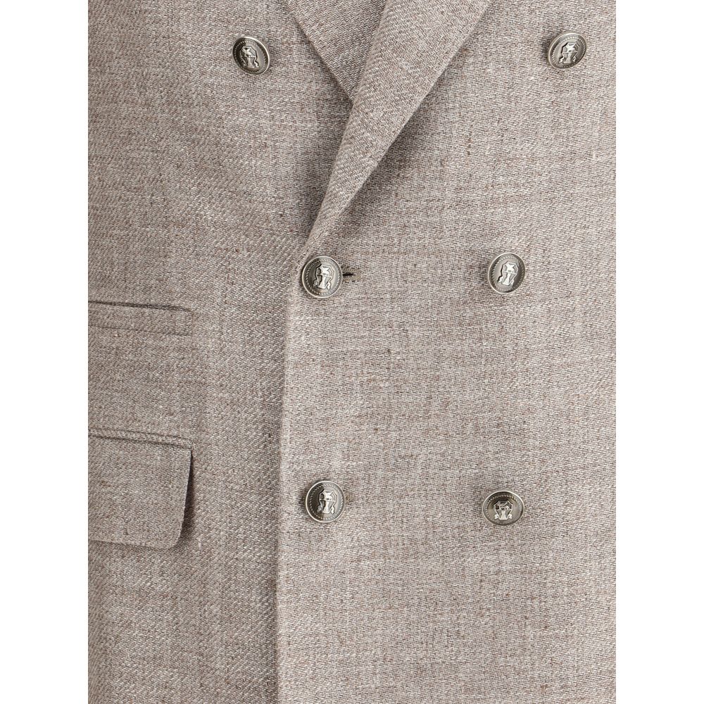 Blazer di lino marrone chiaro