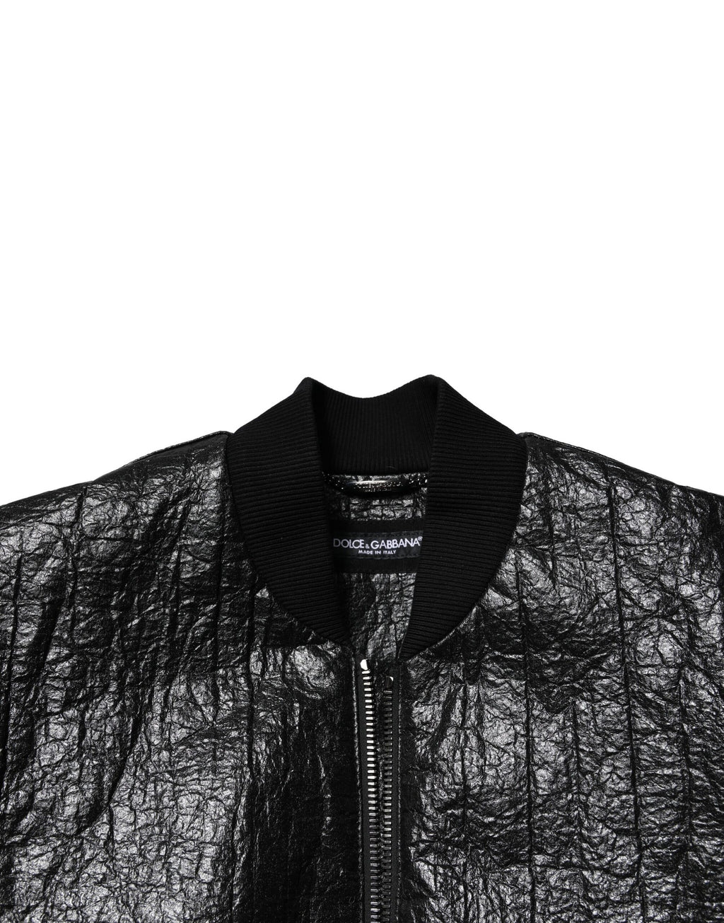 Black Logo Plaque Bomber Full Zipper Jacket