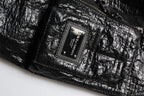 Black Logo Plaque Bomber Full Zipper Jacket