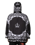 Black Bandana Print Hooded Bomber Jacket