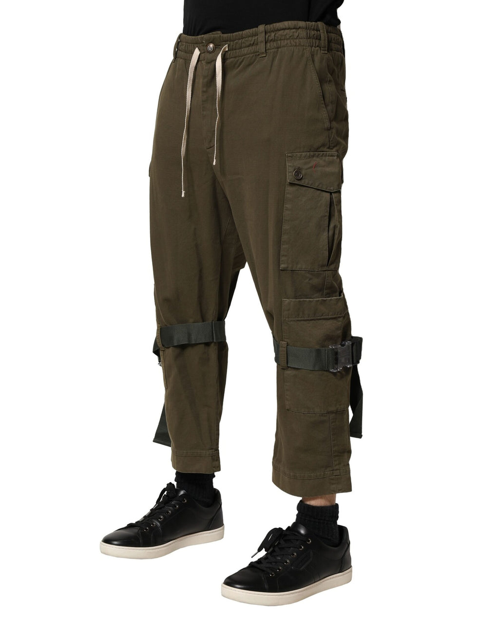 Braune Baumwoll-Cargo-Hose mit Kordelzug